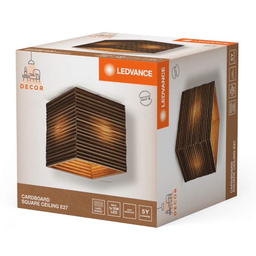 Ledvance - Loftlampe DECOR CARDBOARD 1xE27/15W/230V 25x25 cm
