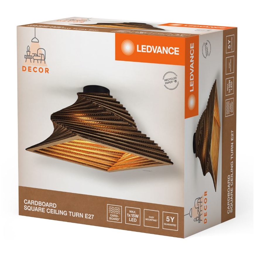Ledvance - Loftlampe DECOR CARDBOARD 1xE27/15W/230V 40x40 cm