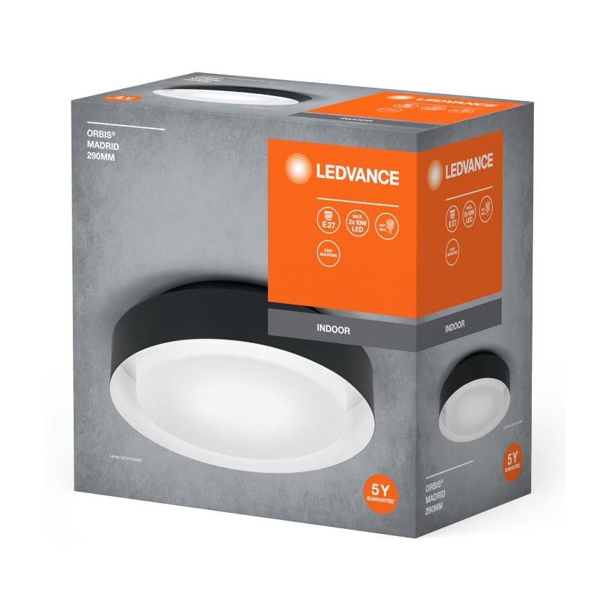 Ledvance - Loftlampe ORBIS MADRID 2xE27/10W/230V sort