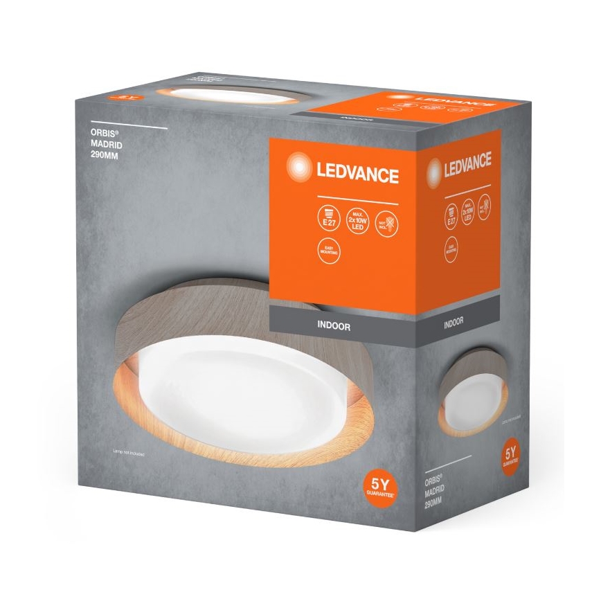 Ledvance - Loftlampe ORBIS MADRID 2xE27/10W/230V træ