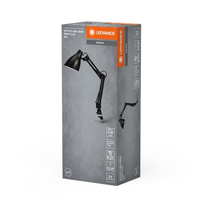 Ledvance - OFFICE LINE bordlampe med klemme 1xE27/11W/230V, sort