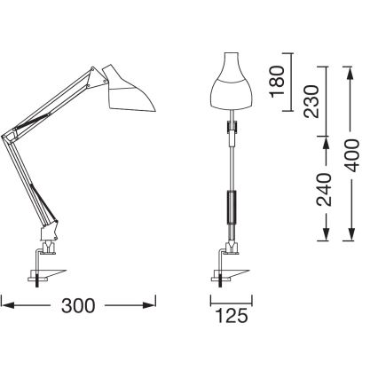 Ledvance - OFFICE LINE bordlampe med klemme 1xE27/11W/230V, sort