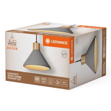 Ledvance - Pendel DECOR CONCRETE 1xE27/15W/230V diameter 22 cm beton grå