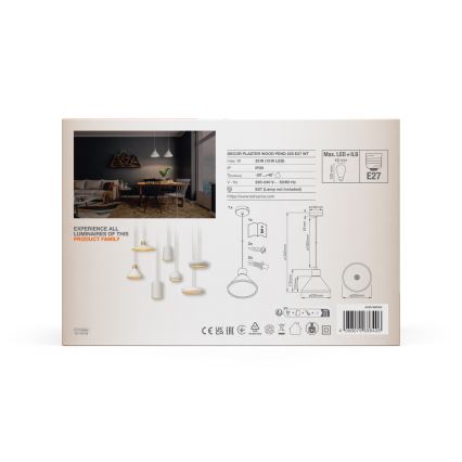 Ledvance - Pendel DECOR PLASTER 1xE27/25W/230V diameter 22 cm gips hvid