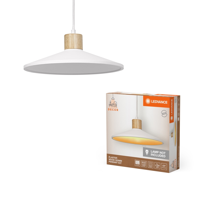 Ledvance - Pendel DECOR PLASTER 1xE27/25W/230V diameter 32 cm gips hvid