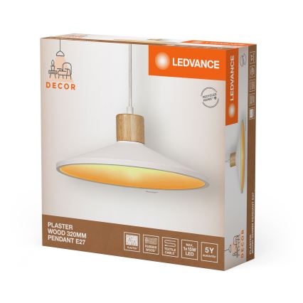Ledvance - Pendel DECOR PLASTER 1xE27/25W/230V diameter 32 cm gips hvid