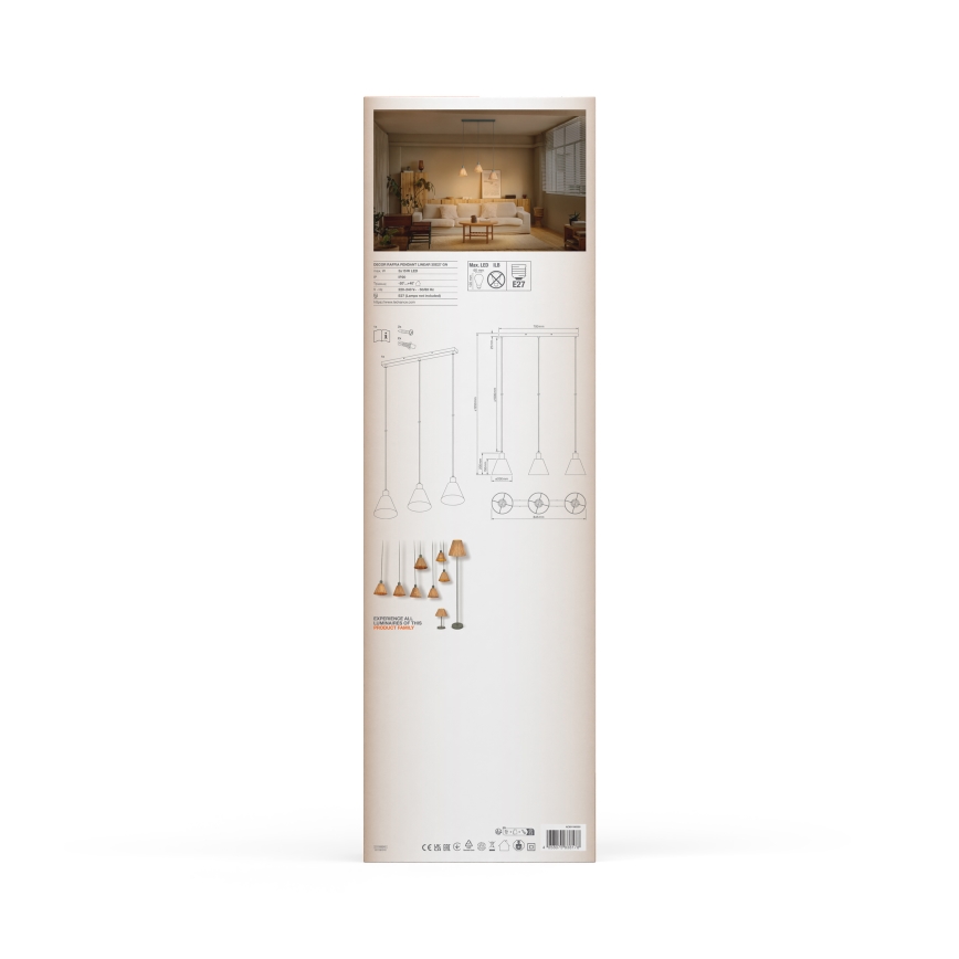 Ledvance - Pendel DECOR RAFFIA 3xE27/15W/230V raffia bast