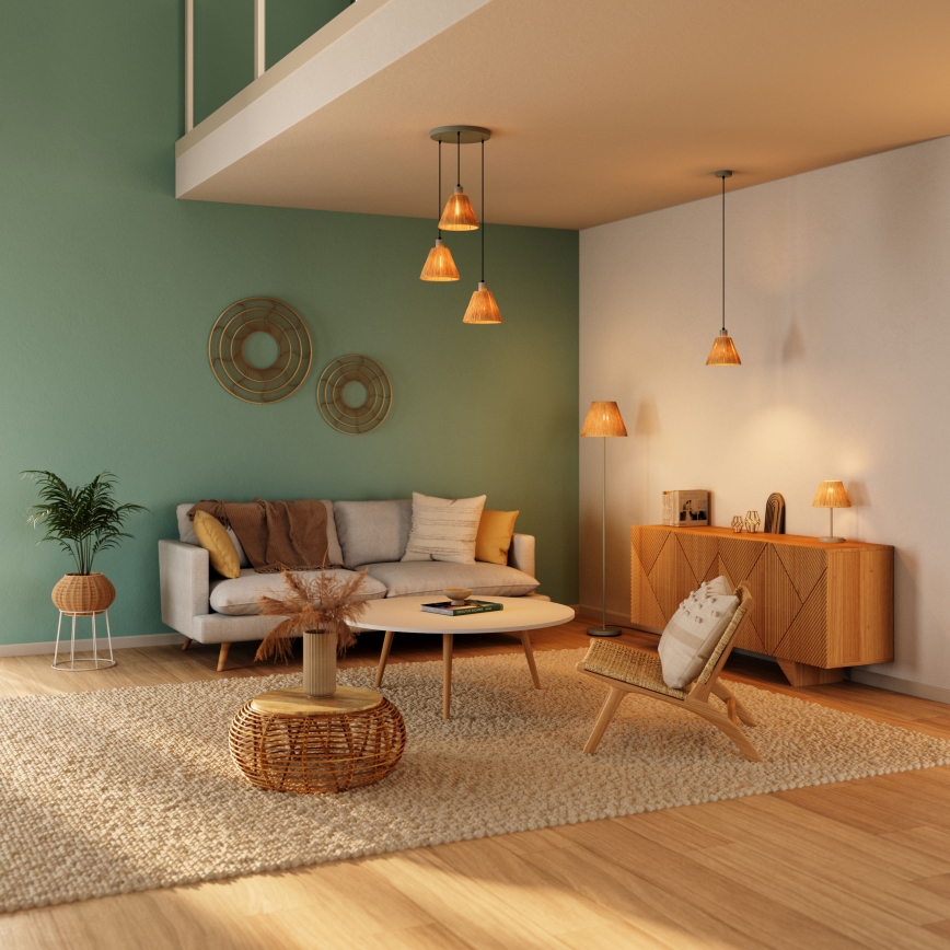 Ledvance - Pendel DECOR RAFFIA 3xE27/15W/230V raffia bast