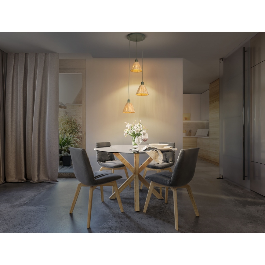 Ledvance - Pendel DECOR RAFFIA 3xE27/15W/230V raffia bast