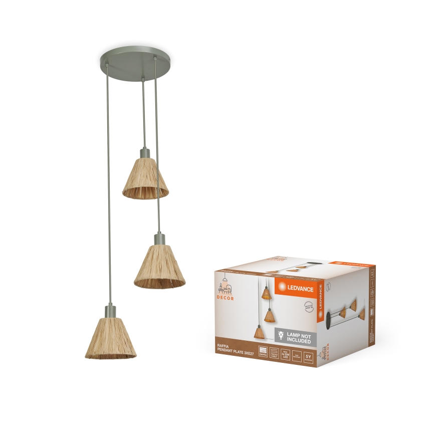 Ledvance - Pendel DECOR RAFFIA 3xE27/15W/230V raffia bast