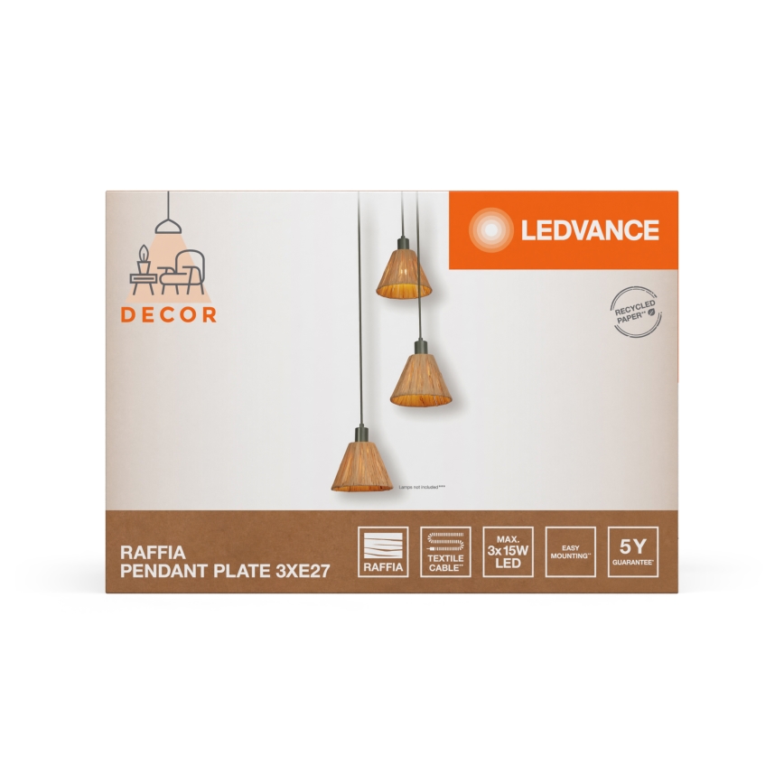 Ledvance - Pendel DECOR RAFFIA 3xE27/15W/230V raffia bast