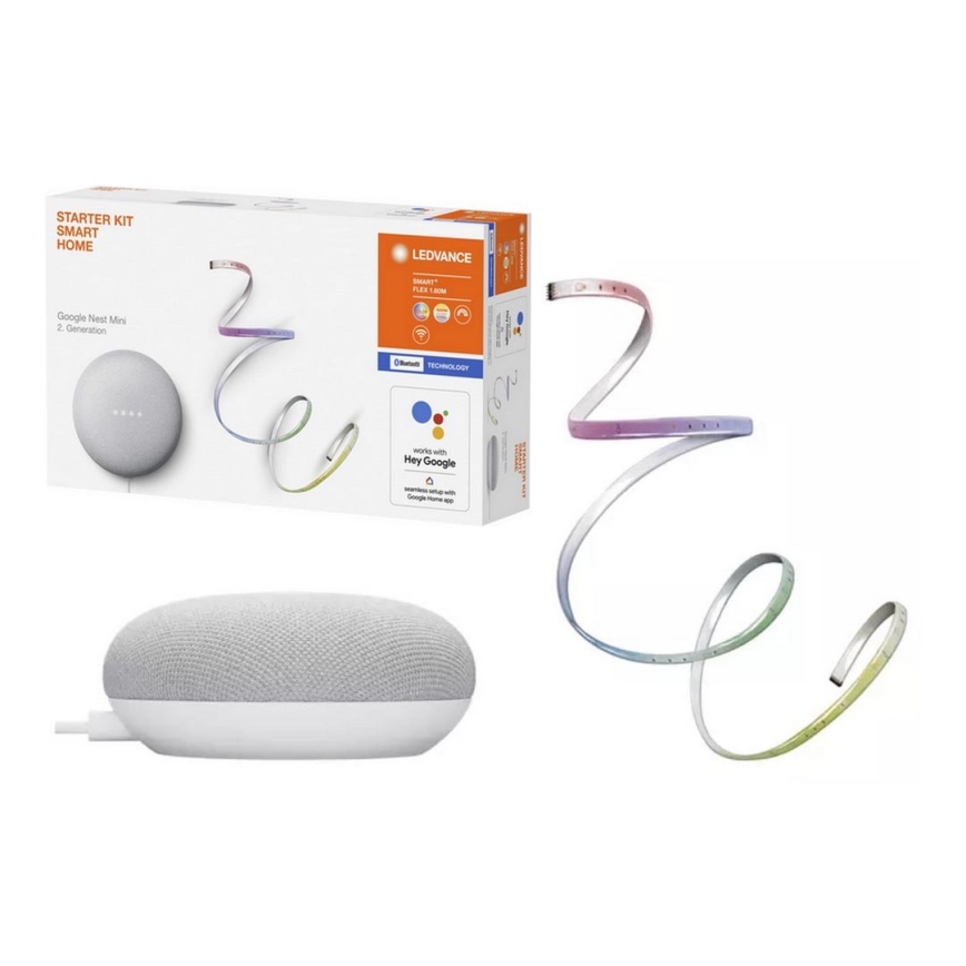 Ledvance - Smart-højtaler Google Nest Mini + LED-lysbånd 1,8 m SMART+ LED/10W/230V