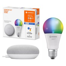 Ledvance - Smart-højtaler Google Nest Mini + LED-pære dæmpbar RGBW-farver SMART+ A60 E27/60W/230V