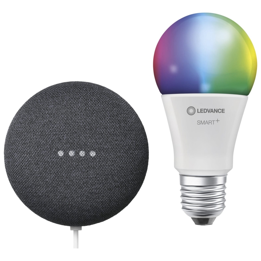 Ledvance - Smart-højtaler Google Nest Mini + LED-pære SMART+ E27/9W/230V