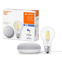 Ledvance - Smart-højtaler Google Nest Mini Wi-Fi + LED-pære dæmpbar SMART+ E27/6,5W/230V