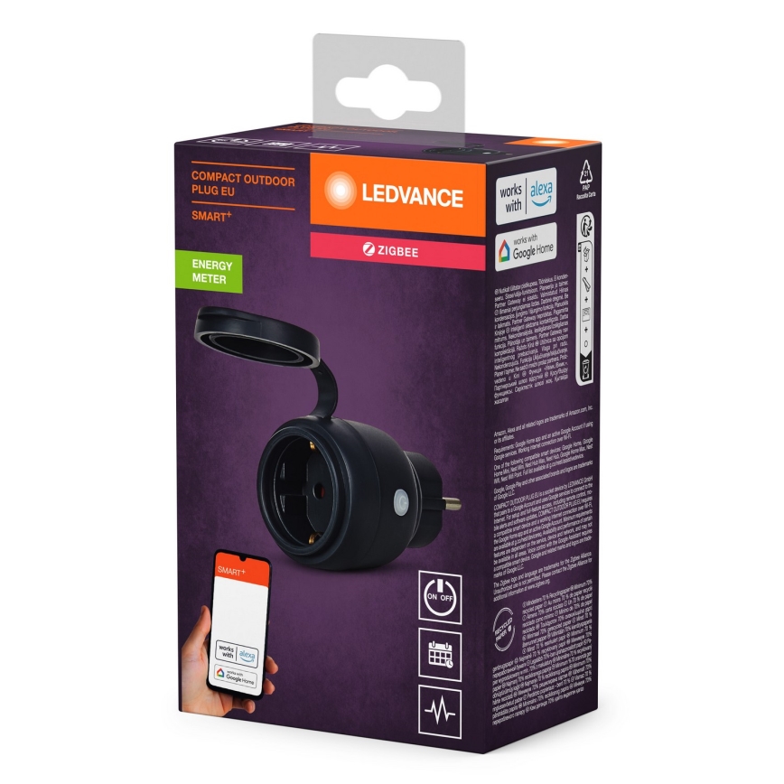 Ledvance - Smart udendørs socket SMART+ 3680W/230V/Type F/SCHUKO 16A IP44 sort