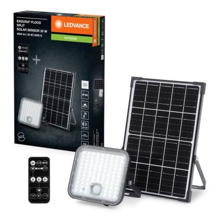 Ledvance - Soldrevet LED projektør dæmpbar med sensor FLOOD SPLIT LED/30W/6,4V 5000 mAh IP65 + fjernbetjening