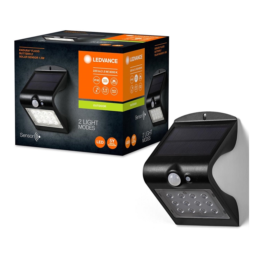 Ledvance - Soldrevet LED væglampe med sensor SOMMERFUGL LED/1,5W/3,7V 1200 mAh IP65