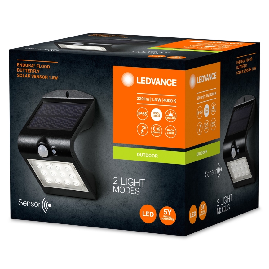 Ledvance - Soldrevet LED væglampe med sensor SOMMERFUGL LED/1,5W/3,7V 1200 mAh IP65