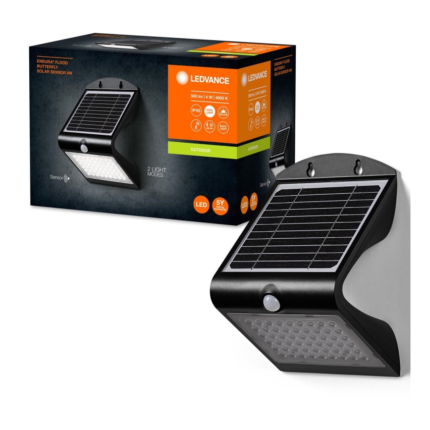 Ledvance - Soldrevet LED væglampe med sensor SOMMERFUGL LED/4W/3,7V 2000 mAh IP65