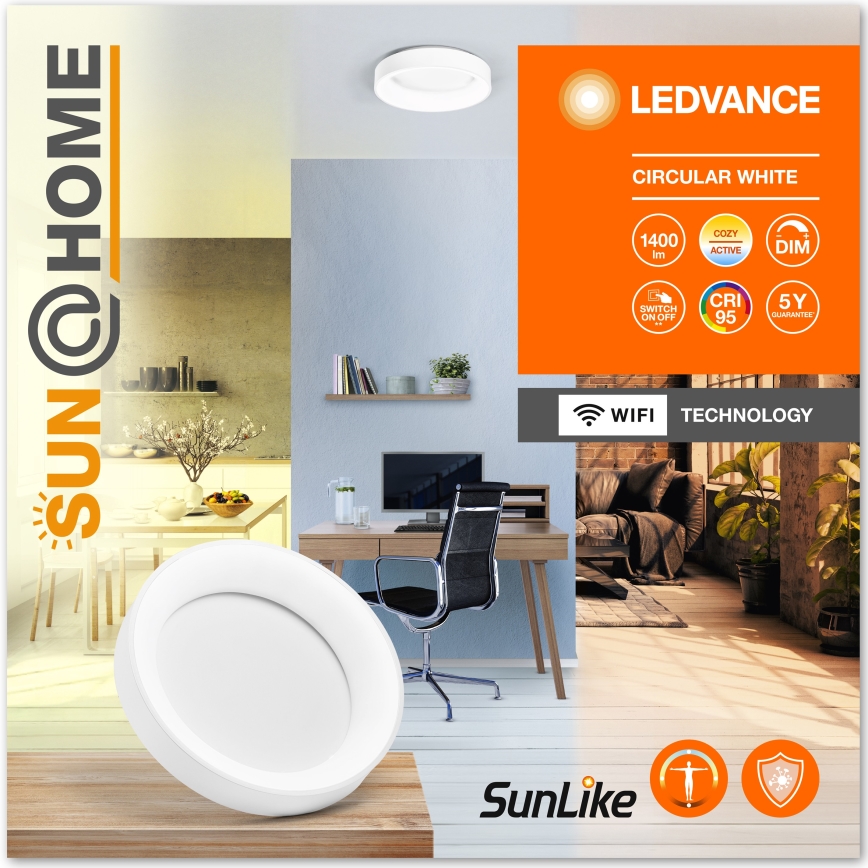 Ledvance-LED Dæmpbart loftlys SUN@HOME CIRCULAR LED/18,5W/230V Wi-Fi