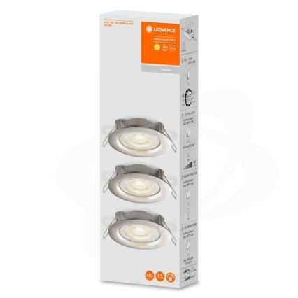 Ledvance - Sæt med 3 dæmpbare LED-indbygningsspots SIMPLE LED/4,9W/230V