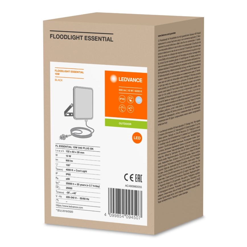 Ledvance - LED Væghængt projektør FLOODLIGHT ESSENTIAL LED/10W/230V IP65