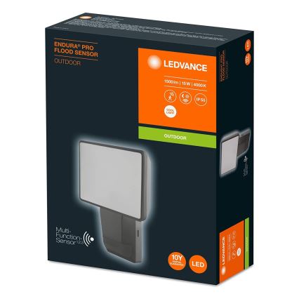 Ledvance - Udendørs LED projektør med sensor FLOOD LED/15W/230V IP55