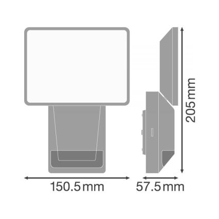 Ledvance - Udendørs LED projektør med sensor væghængt FLOOD LED/15W/230V IP55