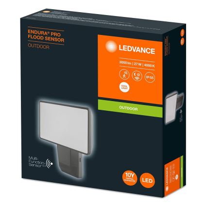 Ledvance - Udendørs LED projektør med sensor væghængt FLOOD LED/27W/230V IP55