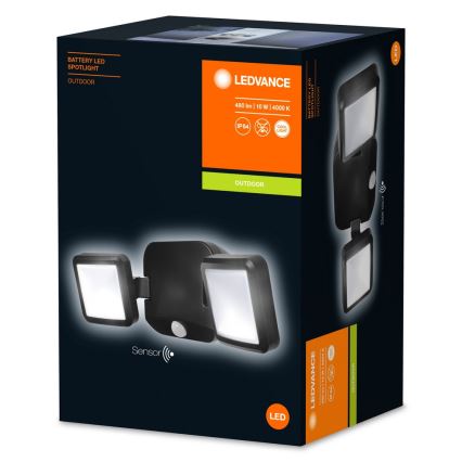 Ledvance - Udendørs LED væglampe med sensor BATTERY 2xLED/10W/4xD IP54