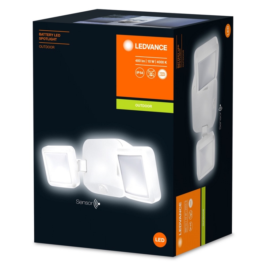 Ledvance - Udendørs LED væglampe med sensor BATTERY 2xLED/10W/4xD IP54