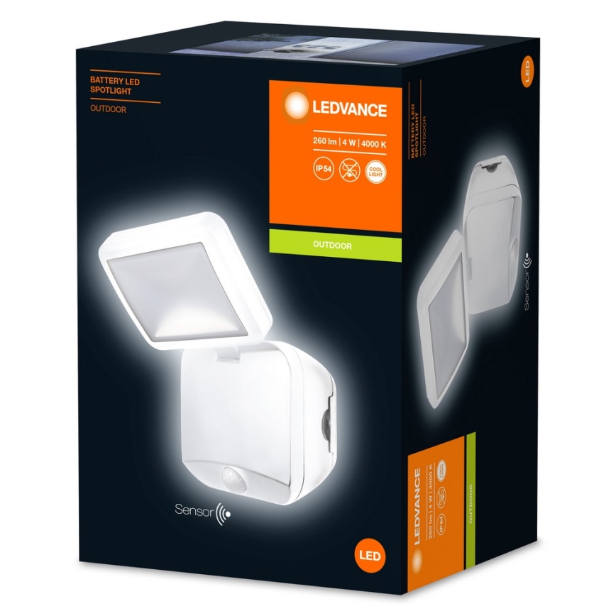 Ledvance - Udendørs LED væglampe med sensor BATTERY LED/4W/4xD IP54