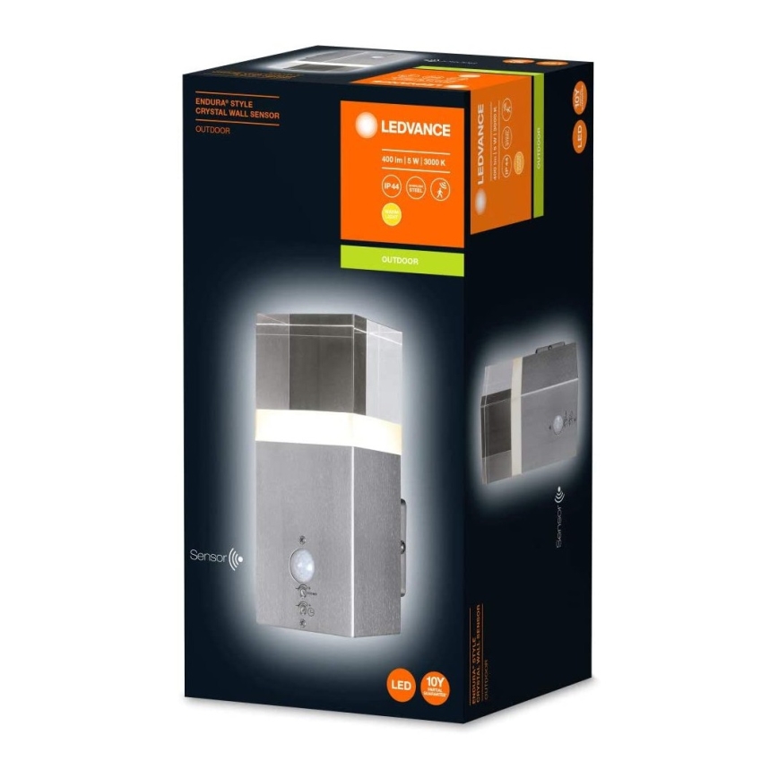 Ledvance - Udendørs LED væglampe med sensor CRYSTAL 1xLED/5W/230V IP44
