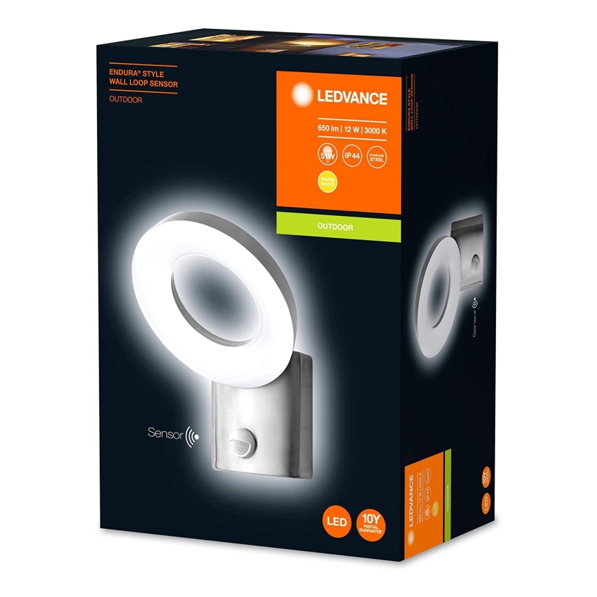 Ledvance - Udendørs LED væglampe med sensor LOOP 1xLED/12W/230V IP44