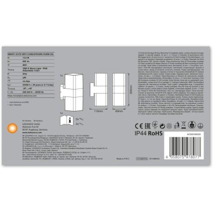 Ledvance - Udendørs LED væglampe RGBW-farver SMART+ CUBE LED/13,5W/230V IP44 Wi-Fi