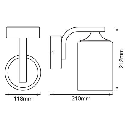 Ledvance - Udendørs væglampe CYLINDER 1xE27/60W/230V IP43