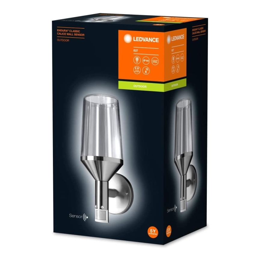 Ledvance - Udendørs væglampe med sensor CALICE 1xE27/60W/230V IP44