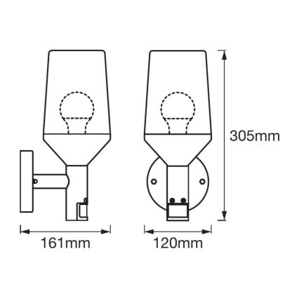 Ledvance - Udendørs væglampe med sensor CALICE 1xE27/60W/230V IP44