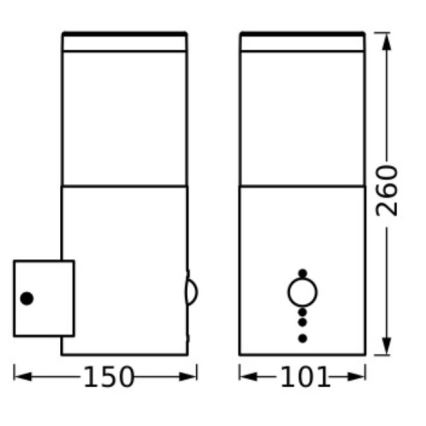 Ledvance - Udendørs væglampe med sensor EBRO 1xE27/20W/230V IP44