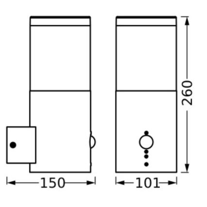 Ledvance - Udendørs væglampe med sensor EBRO 1xE27/20W/230V IP44