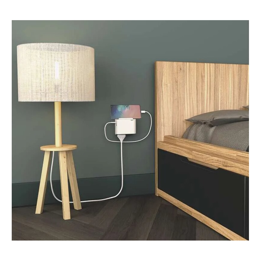 Legrand 049401 - Forgreningsled 2Z Type C + USB-A + USB-C hvid