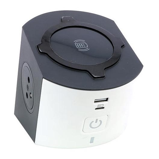 Legrand 049412 - Stikdåse med afbryder 2Z Type E + USB-A + USB-C og trådløs opladning 10W 2 m hvid