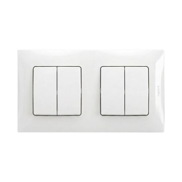 Legrand - 2x Dobbelt serieafbryder nr. 5 med ramme NILOE hvid