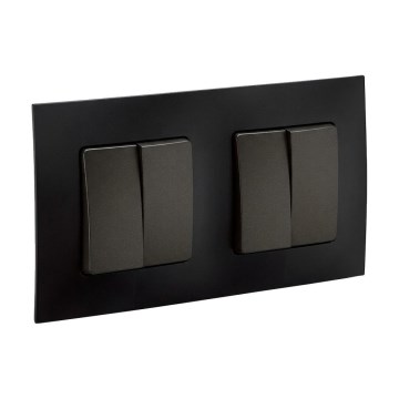 Legrand - 2x Dobbelt serieafbryder nr. 5 med ramme NILOE sort