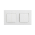 Legrand - 2x Dobbelt serieafbryder nr. 5 med ramme NILOE STEP hvid