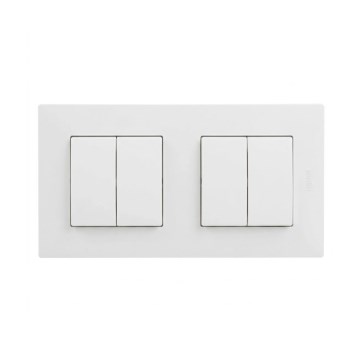 Legrand - 2x Dobbelt serieafbryder nr. 5 med ramme NILOE STEP hvid