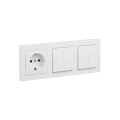 Legrand - 2x dobbelt seriekoblet afbryder nr. 5 og SCHUKO-stikkontakt med ramme SUNO 250V hvid