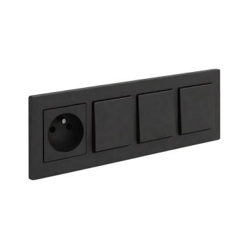 Legrand - 3x enkelpols afbryder nr. 1 og husholdningsstikkontakt med ramme NILOE STEP 250V sort
