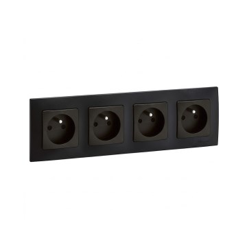 Legrand - 4-gangs stikkontakt til hjemmet med ramme NILOE 250 V sort